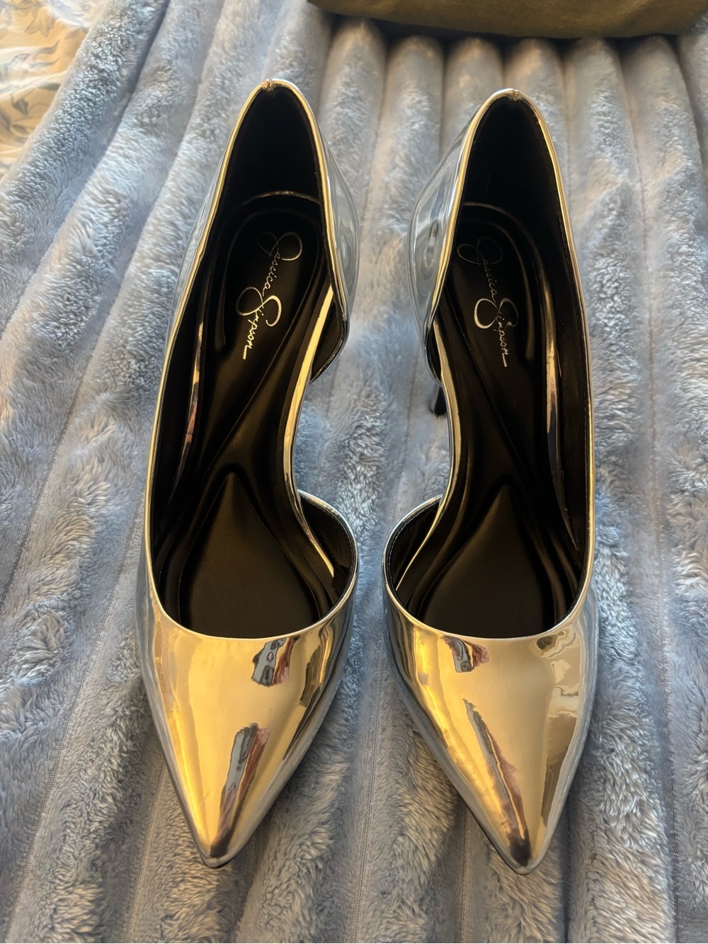 Jessica Simpson Silver Pointed-Toe Stiletto Pumps - Size 6.5 - Picture 4 of 6